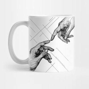 Two hands in contact Mug